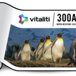 300A Water-Resistant Self-Adhesive Vinyl roll, designed for durable wide-format printing and outdoor signage applications.