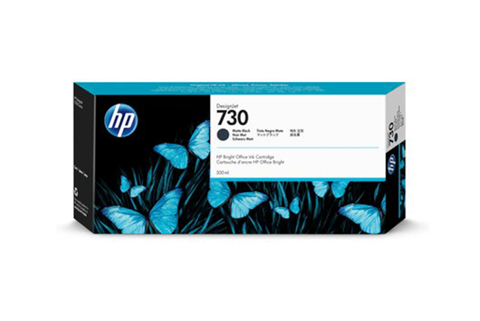 HP 730 Matte Black Ink Cartridge (300ml, P2V68A)
