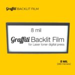 Graffiti Backlit Film 8 mil – Premium waterproof and tear-proof polyester sheet for vibrant backlit displays, compatible with digital toner presses
