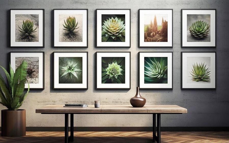 Example of photo paper use - Pictures on a wall with cactus featured