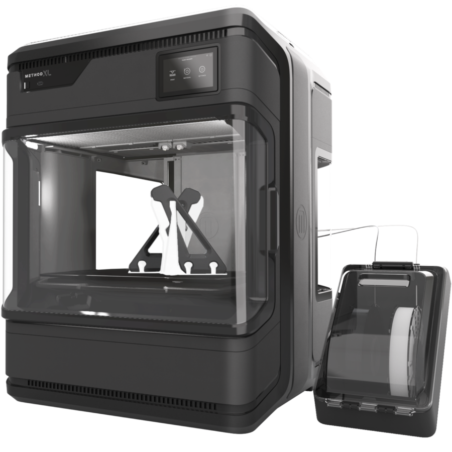 UltiMaker Method XL 3D printer front-facing view showcasing industrial build and dual-extrusion system