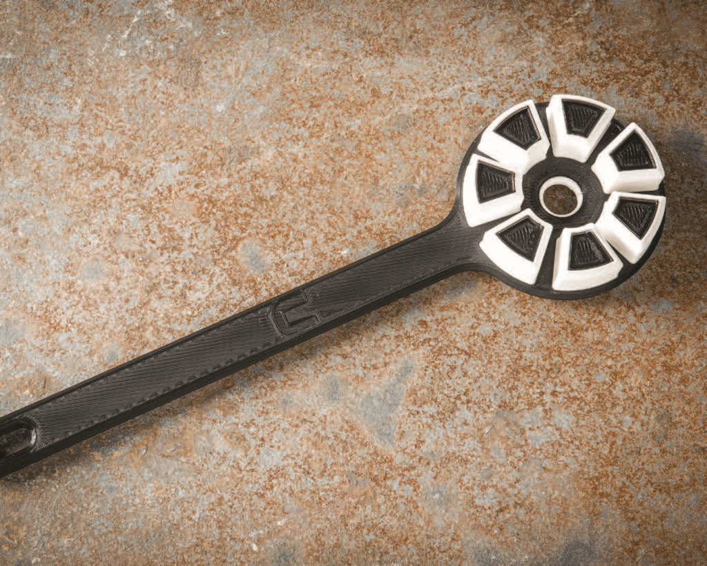 3D printed turbine wrench used in defense maintenance as an example of on-demand tooling with UltiMaker industrial 3D printers