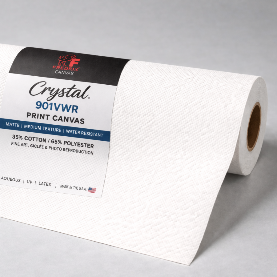 Fredrix Crystal 901VWR print canvas roll with medium texture for fine art, giclee, and photo reproduction