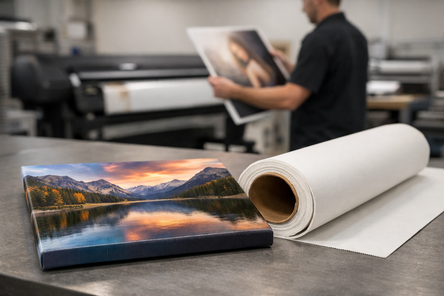 Fredrix print canvas in a professional studio for fine art and photo printing