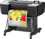 Angled view of HP DesignJet Z6 Plus 24 inch printer producing a geological map