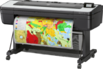 Left angled view of HP DesignJet Z6dr Plus printing a detailed color map