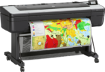Right angled view of HP DesignJet Z6dr Plus printing a detailed color map