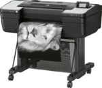 Left angled view of HP DesignJet Z9+ 24 inch printer printing a detailed lion photograph