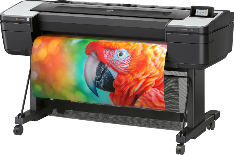 Angled view of HP DesignJet Z9+ 44 inch PostScript printer with professional photo output
