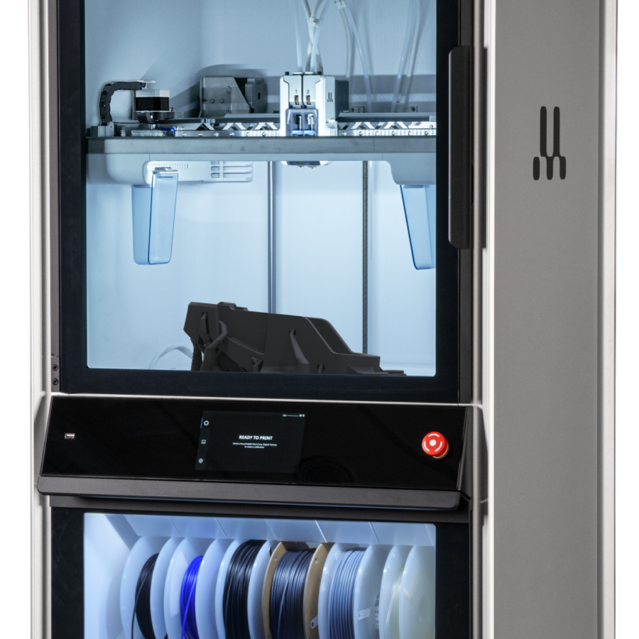 UltiMaker Factor 4 Plus industrial 3D printer with integrated material handling system